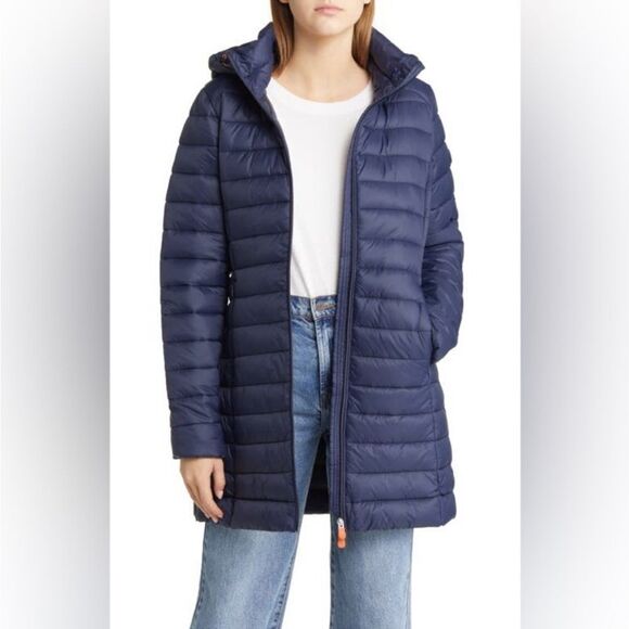Save The Duck Carol Water Repellent Long Puffer Coat with Removable Hood NWT$378 - Picture 2 of 6